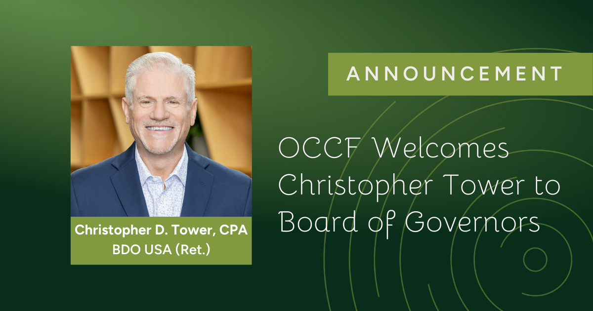 OCCF Welcomes Christopher Tower_Email graphic_Pine